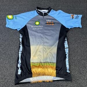 Voler Shirt Mens M Blue Bike MS BP Wild West Ride 2010 Jersey Full Zip